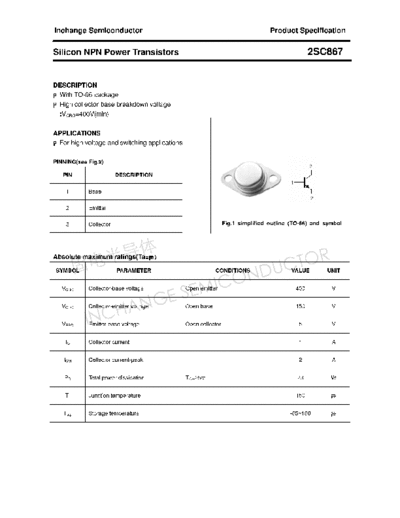 Inchange Semiconductor 2sc867  . Electronic Components Datasheets Active components Transistors Inchange Semiconductor 2sc867.pdf