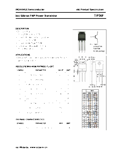 Inchange Semiconductor tip36f  . Electronic Components Datasheets Active components Transistors Inchange Semiconductor tip36f.pdf