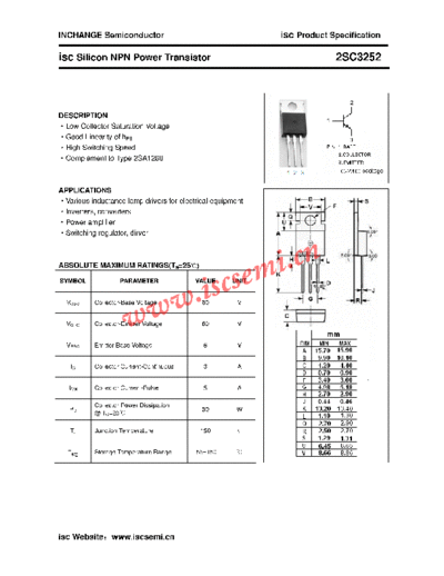 Inchange Semiconductor 2sc3252  . Electronic Components Datasheets Active components Transistors Inchange Semiconductor 2sc3252.pdf