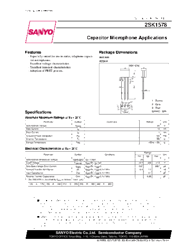 Sanyo 2sk1578  . Electronic Components Datasheets Active components Transistors Sanyo 2sk1578.pdf