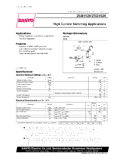 . Electronic Components Datasheets 2sd1624  . Electronic Components Datasheets Active components Transistors Sanyo 2sd1624.pdf