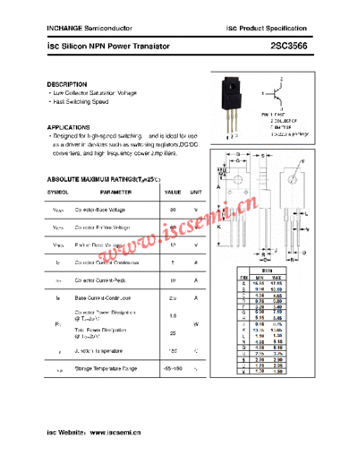 Inchange Semiconductor 2sc3566  . Electronic Components Datasheets Active components Transistors Inchange Semiconductor 2sc3566.pdf