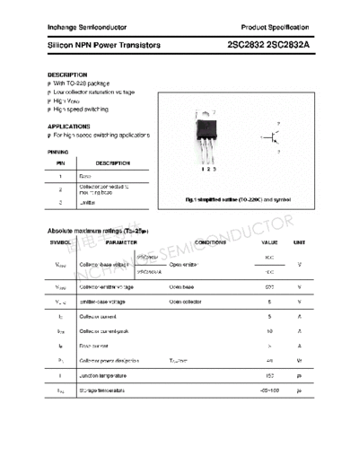 Inchange Semiconductor 2sc2832 2sc2832a  . Electronic Components Datasheets Active components Transistors Inchange Semiconductor 2sc2832_2sc2832a.pdf