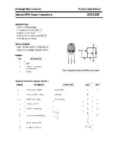 Inchange Semiconductor 2sd1229  . Electronic Components Datasheets Active components Transistors Inchange Semiconductor 2sd1229.pdf