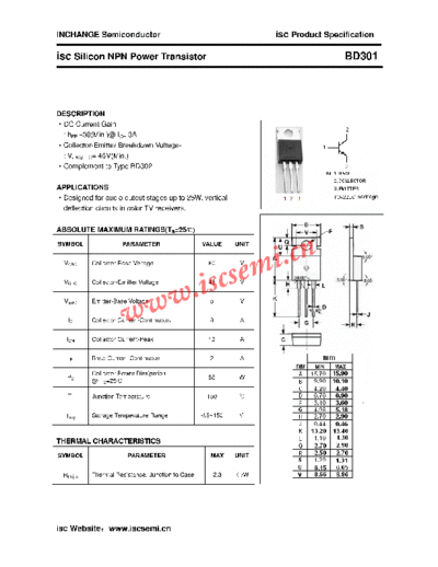 Inchange Semiconductor bd301  . Electronic Components Datasheets Active components Transistors Inchange Semiconductor bd301.pdf