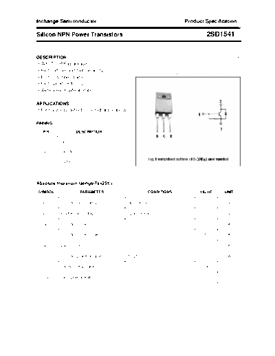 Inchange Semiconductor 2sd1541  . Electronic Components Datasheets Active components Transistors Inchange Semiconductor 2sd1541.pdf