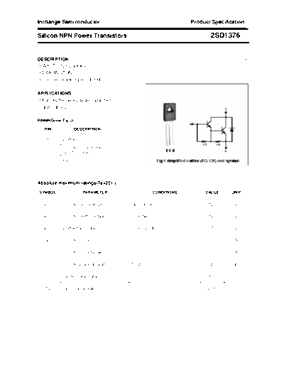 Inchange Semiconductor 2sd1376  . Electronic Components Datasheets Active components Transistors Inchange Semiconductor 2sd1376.pdf