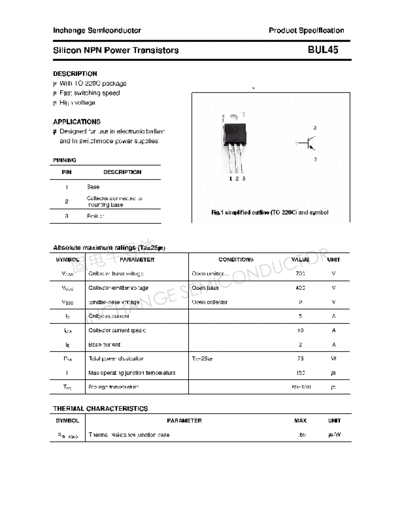 Inchange Semiconductor bul45  . Electronic Components Datasheets Active components Transistors Inchange Semiconductor bul45.pdf