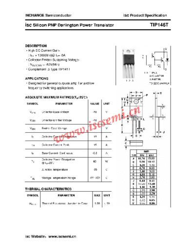 Inchange Semiconductor tip146t  . Electronic Components Datasheets Active components Transistors Inchange Semiconductor tip146t.pdf