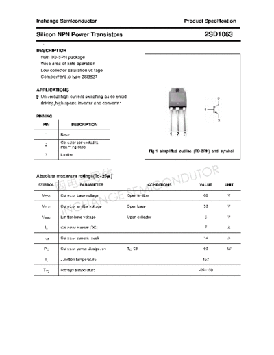 Inchange Semiconductor 2sd1063  . Electronic Components Datasheets Active components Transistors Inchange Semiconductor 2sd1063.pdf