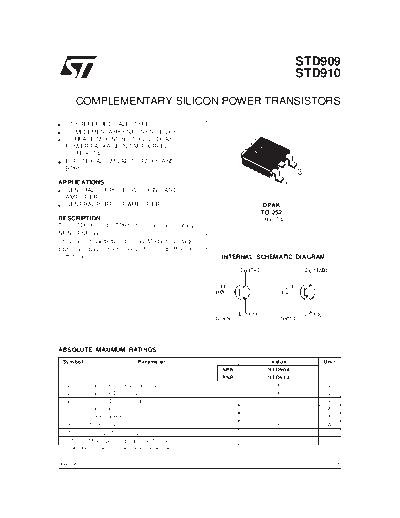 ST std909  . Electronic Components Datasheets Active components Transistors ST std909.pdf