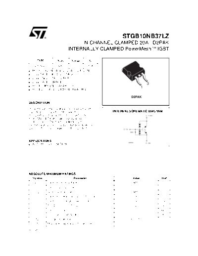 ST stgb10nb37lz  . Electronic Components Datasheets Active components Transistors ST stgb10nb37lz.pdf