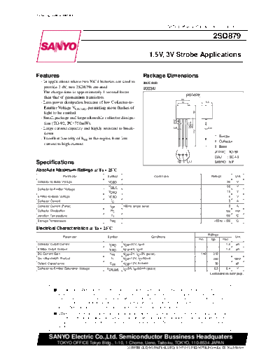 Sanyo 2sd879  . Electronic Components Datasheets Active components Transistors Sanyo 2sd879.pdf