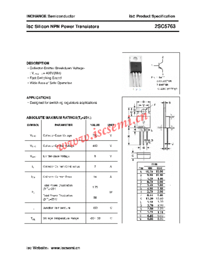 Inchange Semiconductor 2sc5763  . Electronic Components Datasheets Active components Transistors Inchange Semiconductor 2sc5763.pdf