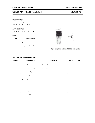 Inchange Semiconductor 2sc1678  . Electronic Components Datasheets Active components Transistors Inchange Semiconductor 2sc1678.pdf