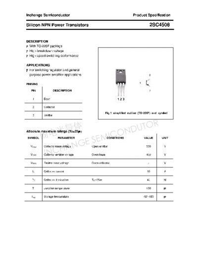 Inchange Semiconductor 2sc4508  . Electronic Components Datasheets Active components Transistors Inchange Semiconductor 2sc4508.pdf