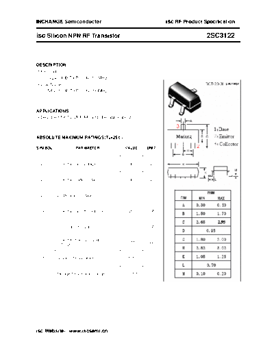 Inchange Semiconductor 2sc3122  . Electronic Components Datasheets Active components Transistors Inchange Semiconductor 2sc3122.pdf