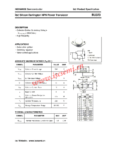 Inchange Semiconductor bu323  . Electronic Components Datasheets Active components Transistors Inchange Semiconductor bu323.pdf
