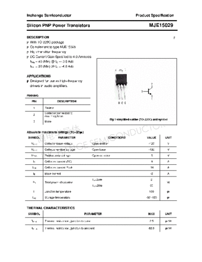 Inchange Semiconductor mje15029  . Electronic Components Datasheets Active components Transistors Inchange Semiconductor mje15029.pdf