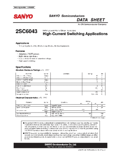 Sanyo 2sc6043  . Electronic Components Datasheets Active components Transistors Sanyo 2sc6043.pdf