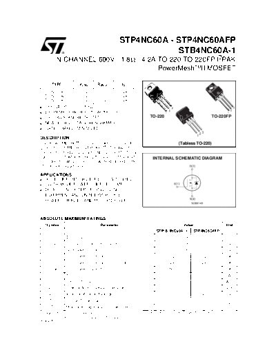 ST stp4nc60a  . Electronic Components Datasheets Active components Transistors ST stp4nc60a.pdf