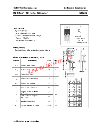 Inchange Semiconductor bd636  . Electronic Components Datasheets Active components Transistors Inchange Semiconductor bd636.pdf