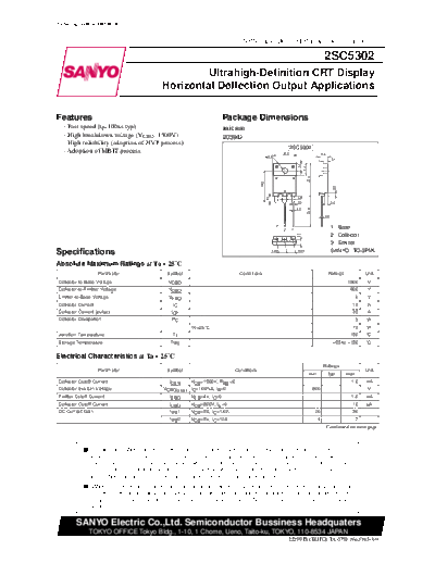 Sanyo 2sc5302  . Electronic Components Datasheets Active components Transistors Sanyo 2sc5302.pdf