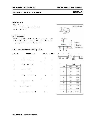 Inchange Semiconductor bfr540  . Electronic Components Datasheets Active components Transistors Inchange Semiconductor bfr540.pdf