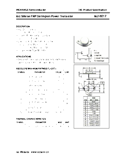 Inchange Semiconductor mj11017  . Electronic Components Datasheets Active components Transistors Inchange Semiconductor mj11017.pdf