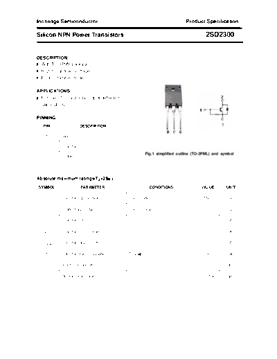 Inchange Semiconductor 2sd2300  . Electronic Components Datasheets Active components Transistors Inchange Semiconductor 2sd2300.pdf
