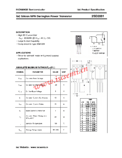 Inchange Semiconductor 2sd2081  . Electronic Components Datasheets Active components Transistors Inchange Semiconductor 2sd2081.pdf
