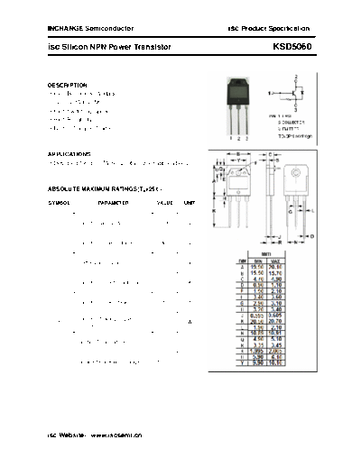 Inchange Semiconductor ksd5060  . Electronic Components Datasheets Active components Transistors Inchange Semiconductor ksd5060.pdf