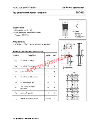 Inchange Semiconductor 2sd823  . Electronic Components Datasheets Active components Transistors Inchange Semiconductor 2sd823.pdf