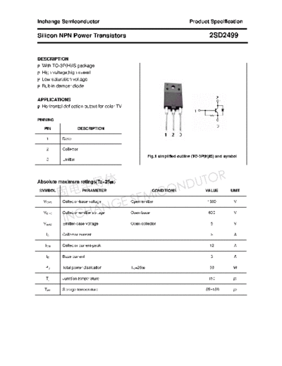 Inchange Semiconductor 2sd2499  . Electronic Components Datasheets Active components Transistors Inchange Semiconductor 2sd2499.pdf