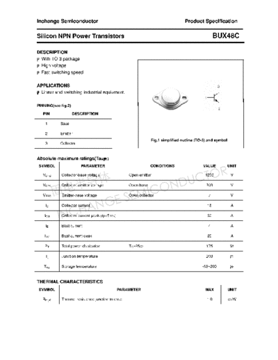 Inchange Semiconductor bux48c  . Electronic Components Datasheets Active components Transistors Inchange Semiconductor bux48c.pdf