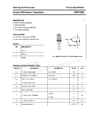 Inchange Semiconductor 2sd1589  . Electronic Components Datasheets Active components Transistors Inchange Semiconductor 2sd1589.pdf