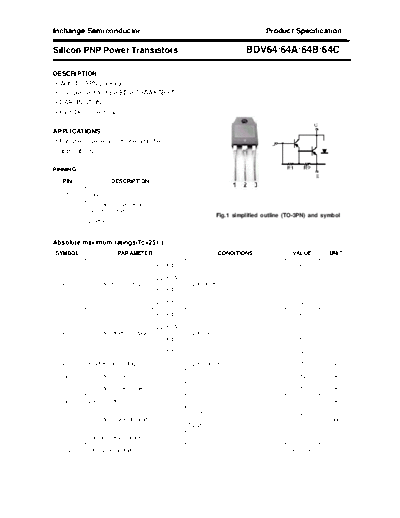 Inchange Semiconductor bdv64 64a 64b 64c  . Electronic Components Datasheets Active components Transistors Inchange Semiconductor bdv64_64a_64b_64c.pdf