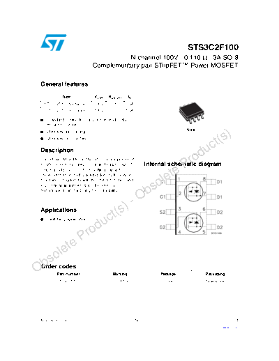 ST sts3c2f100  . Electronic Components Datasheets Active components Transistors ST sts3c2f100.pdf