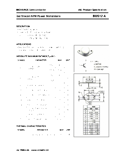 Inchange Semiconductor bus12 a  . Electronic Components Datasheets Active components Transistors Inchange Semiconductor bus12_a.pdf