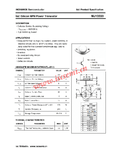 Inchange Semiconductor mj13333  . Electronic Components Datasheets Active components Transistors Inchange Semiconductor mj13333.pdf