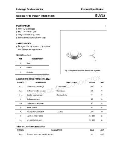 Inchange Semiconductor buv23  . Electronic Components Datasheets Active components Transistors Inchange Semiconductor buv23.pdf