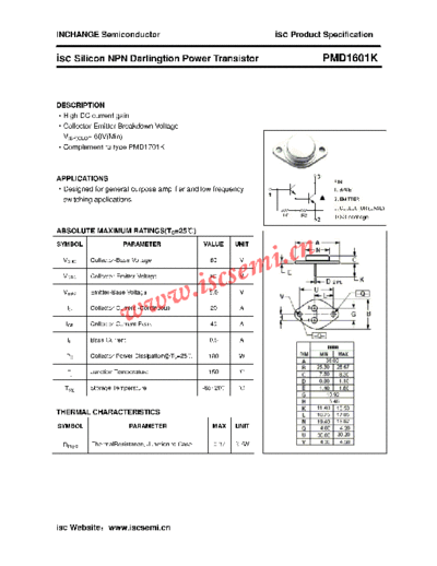 Inchange Semiconductor pmd1601k  . Electronic Components Datasheets Active components Transistors Inchange Semiconductor pmd1601k.pdf