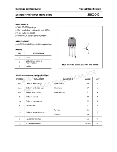 Inchange Semiconductor 2sc3042  . Electronic Components Datasheets Active components Transistors Inchange Semiconductor 2sc3042.pdf