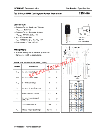 Inchange Semiconductor 2sd1416  . Electronic Components Datasheets Active components Transistors Inchange Semiconductor 2sd1416.pdf