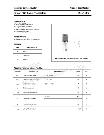 Inchange Semiconductor 2sb1606  . Electronic Components Datasheets Active components Transistors Inchange Semiconductor 2sb1606.pdf