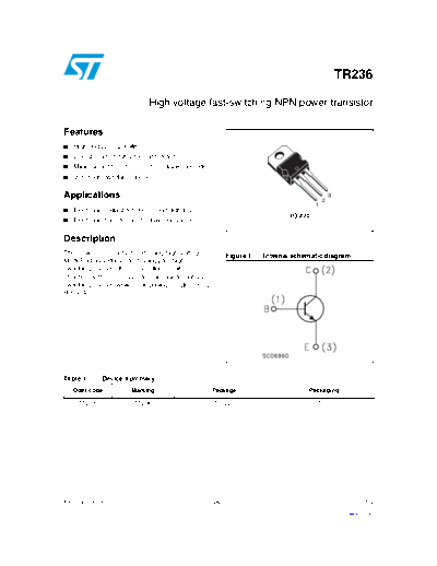 ST tr236  . Electronic Components Datasheets Active components Transistors ST tr236.pdf