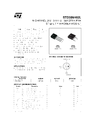ST std38nh02l  . Electronic Components Datasheets Active components Transistors ST std38nh02l.pdf