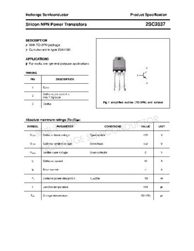 Inchange Semiconductor 2sc2837  . Electronic Components Datasheets Active components Transistors Inchange Semiconductor 2sc2837.pdf