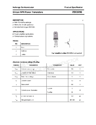 Inchange Semiconductor 2sc3296  . Electronic Components Datasheets Active components Transistors Inchange Semiconductor 2sc3296.pdf