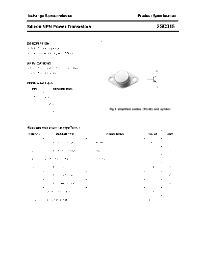 Inchange Semiconductor 2sd315  . Electronic Components Datasheets Active components Transistors Inchange Semiconductor 2sd315.pdf